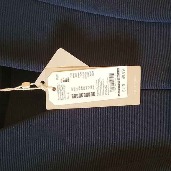 Navy Blue Ribbed Blazer with Gold Trim - Picture 9 of 9